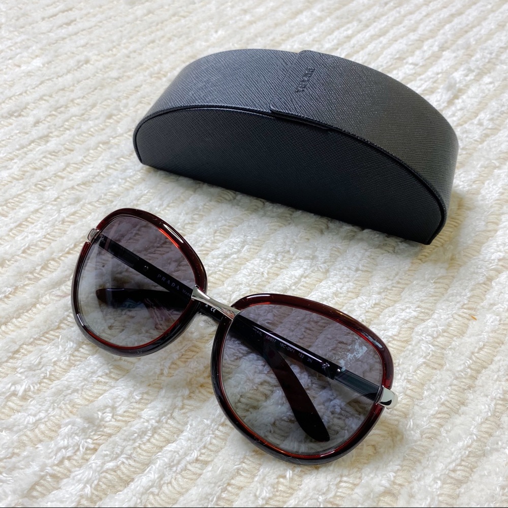 Prada burgundy and silver sunglasses